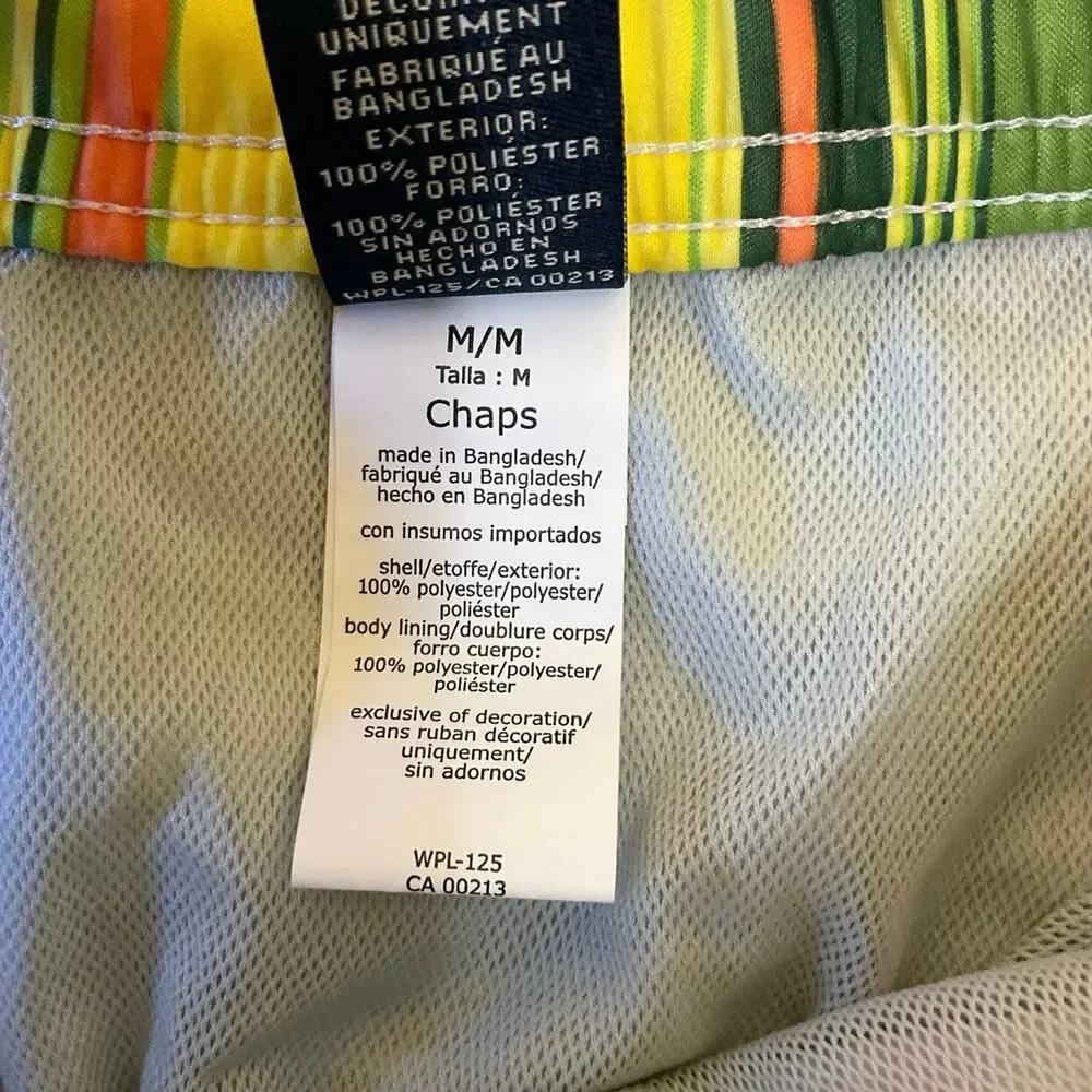 Chaps Plaid Swim Trunks Men’s Medium Bright Madras Board Shorts Yellow Blue NWT